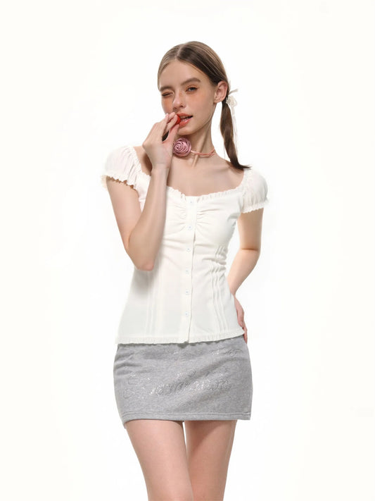 Hana Ruffle Button Top