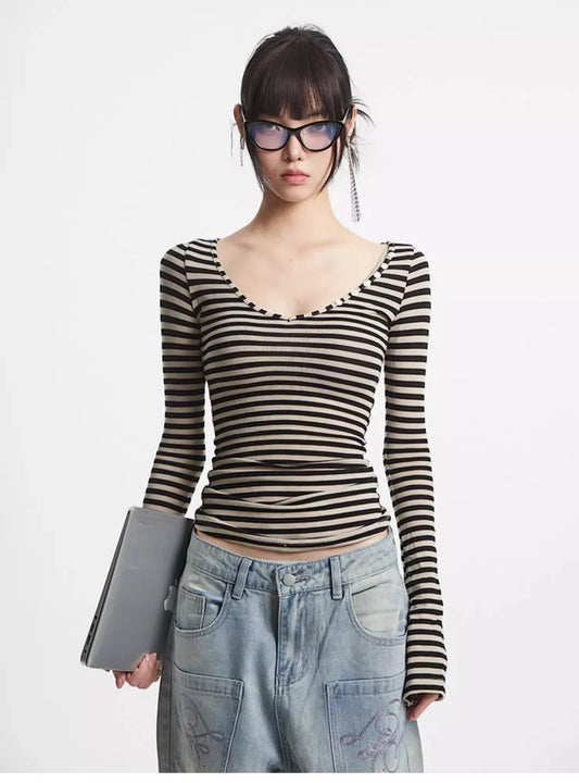Mina Stripe Scoop Top