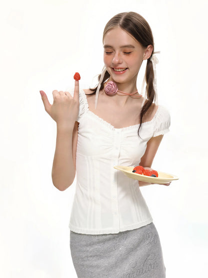 Hana Ruffle Button Top