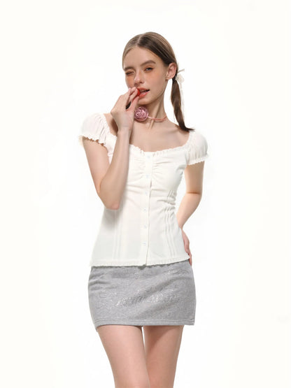 Hana Ruffle Button Top