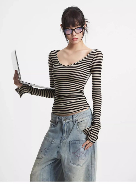 Mina Stripe Scoop Top
